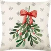 CUSHION DECORATIVE 16″x16″ – MISTLETOE IVORY/GREEN