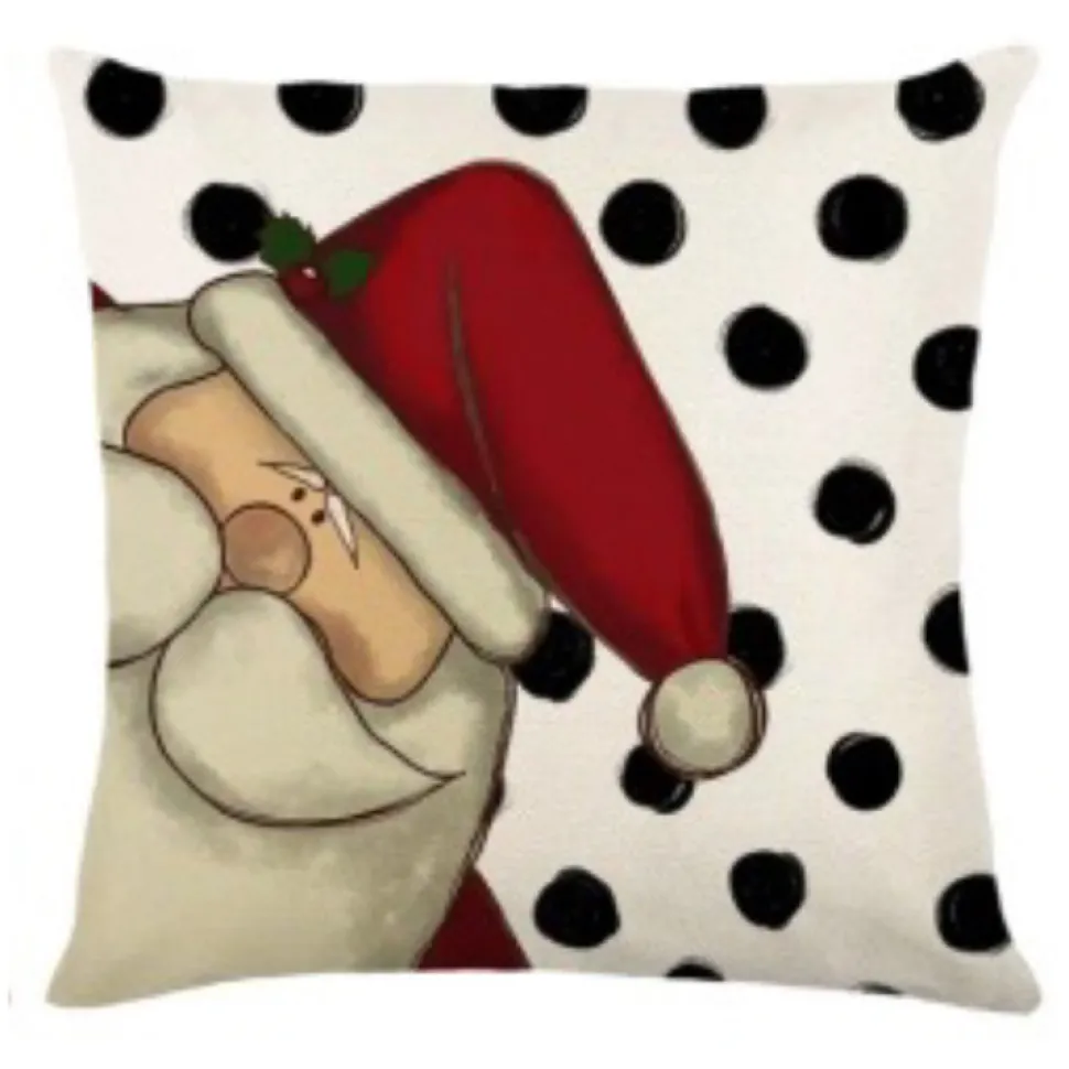 CUSHION DECORATIVE 16″x16″ – SANTA WHITE/RED/BLACK