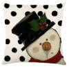 CUSHION DECORATIVE 16″x16″ – SNOWMAN IVORY/BLACK/RED