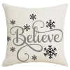 CUSHION DECORATIVE 16″x16″ “BELIEVE” IVORY/GRAY