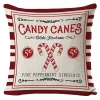 CUSHION DECORATIVE 16″x16″ “CANDY CANES” IVORY/RED