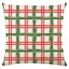 CUSHION DECORATIVE 16″x16″ CHECKERED PRINT IVORY/RED/GREEN