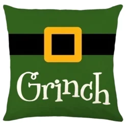 CUSHION DECORATIVE 16″x16″ “GRINCH” GREEN