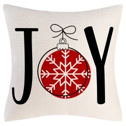 CUSHION DECORATIVE 16″x16″ “JOY” IVORY/RED/BLACK