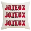 CUSHION DECORATIVE 16″x16″ “JOYEUX, NOEL” IVORY/RED