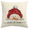 CUSHION DECORATIVE 16″x16″ “LET IT SNOW” IVORY/RED