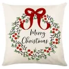 CUSHION DECORATIVE 16″x16″ “MERRY CHRISTMAS” IVORY/RED/GREEN