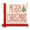 CUSHION DECORATIVE 16″x16″ “MERRY CHRISTMAS” IVORY/RED