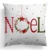 CUSHION DECORATIVE 16″x16″ “NOEL” WHIRE/RED GREEN