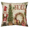 CUSHION DECORATIVE 16″x16″ “NOEL” IVORY/RED/GREEN