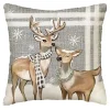 CUSHION DECORATIVE 16″x16″ REINDEER GRAY/IVORY/BROWN