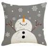 CUSHION DECORATIVE 16″x16″ SNOWMAN IVORY/GRAY