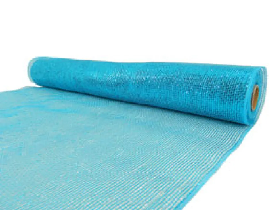 DECOR MESH 21″ X 10 YDS BLUE (ICE) FULL SPARKLE