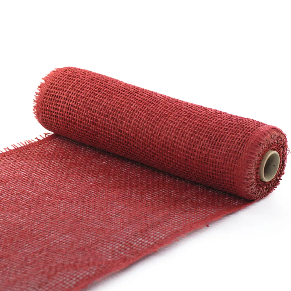 DECOR MESH 12″ X 5 YDS RED CRANBERRY BURLAP LOOK
