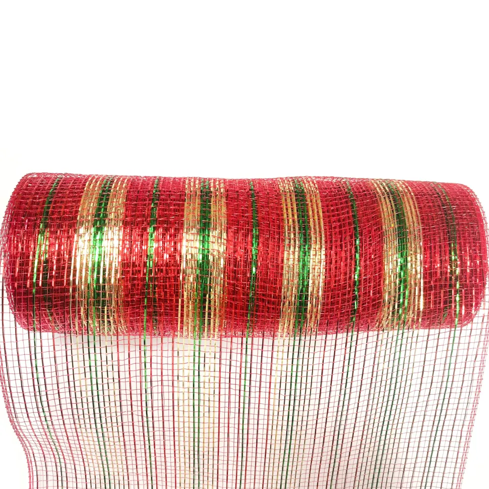 DECOR MESH 10” X 10 YDS RED EMERLAD CHAMPAGNE