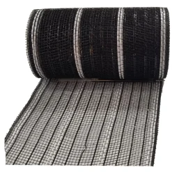 DECOR MESH 6”x10 YDS. BLACK W/ BLACK & WHITE METALLIC