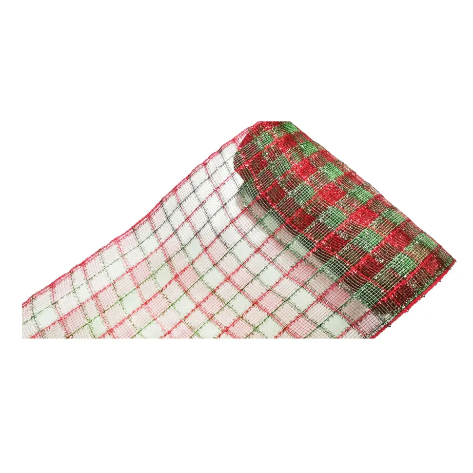 DECOR MESH 10.5″X10 YDS CHK RED/GREEN CHECKERD