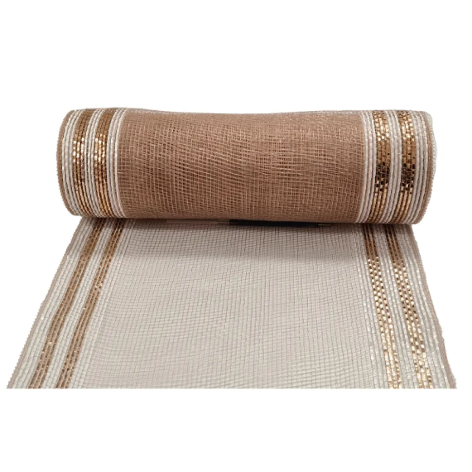 DECOR MESH 10x10 YDS LN ROSE W/ ROSE GOLD & WHITE METALLIC