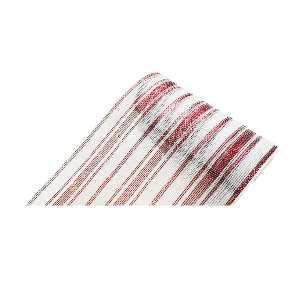 DECOR MESH 10.5″x10 YDS LN WHITE/RED STRIPES