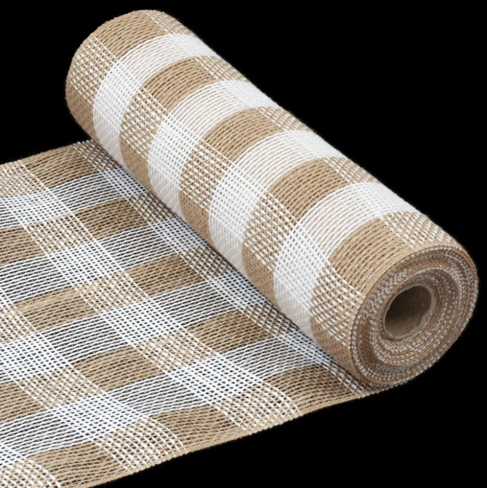 DECOR MESH 10.5″x5 YDS NAT NATURAL /WHITE CHECK