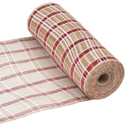 DECOR MESH 10.5″x10 YDS NAT NATURAL/RED & WHITE CHECK