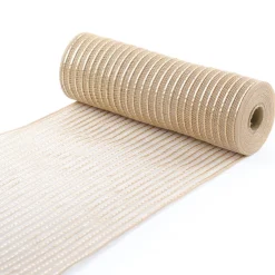 DECOR MESH 10.5″x10 YDS SM GOLD/MATTE GOLD LINES