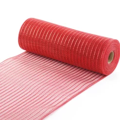 DECOR MESH 10.5″x10 YDS SM RED/MATT RED LINES