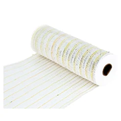 DECOR MESH 10”X10 YDS SP WHITE/SILVER GOLD SPARKLE