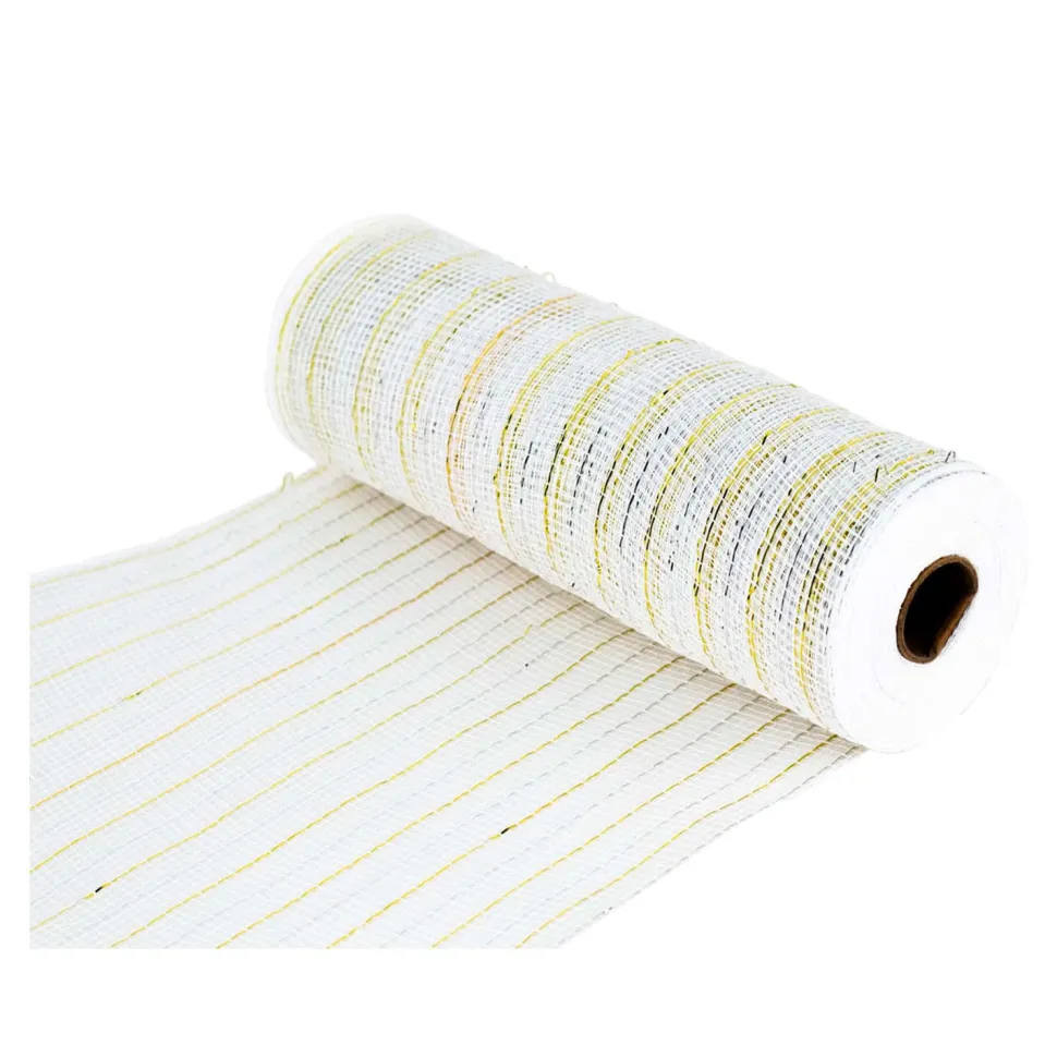 DECOR MESH 10”X10 YDS SP WHITE/SILVER GOLD SPARKLE