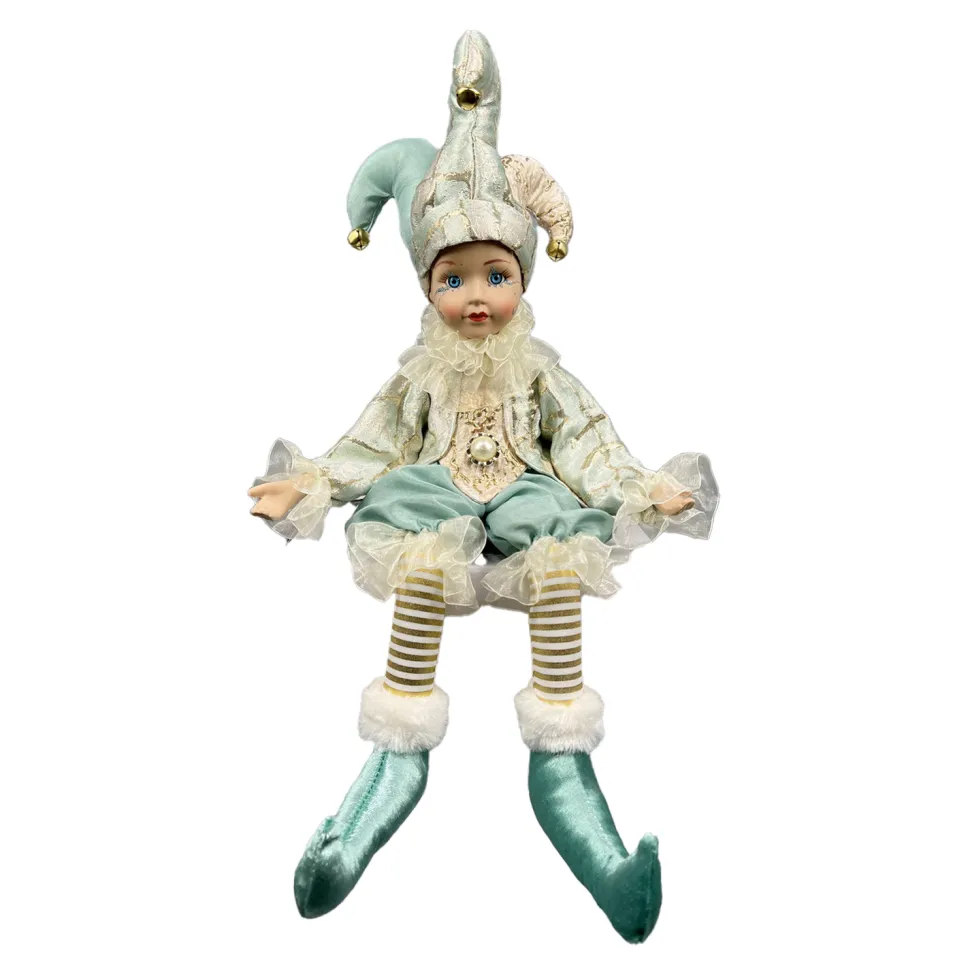 DOLL SITTING 17″ MINT/GOLD