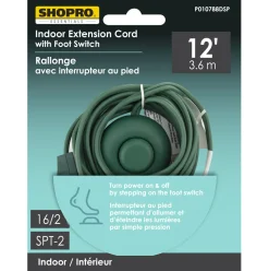 EXT CORD I/D 16/2 12′ FOOT SWITCH GREEN 12PCS