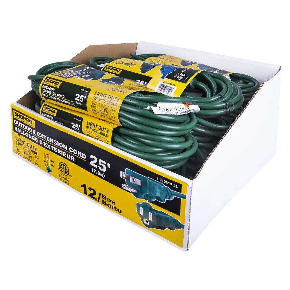 EXT. CORD O/D 16/3 1-OUTLET 25′ GREEN