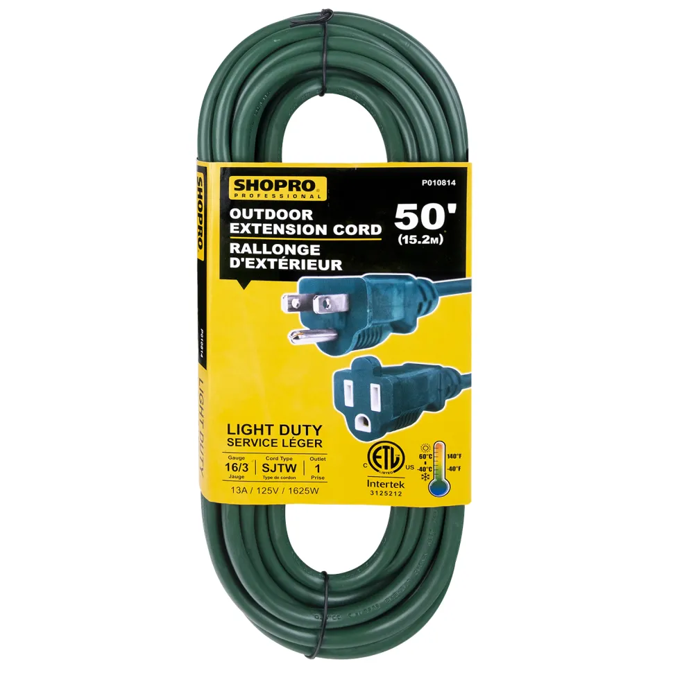 EXT. CORD O/D 16/3 1-OUTLET 50′ GREEN