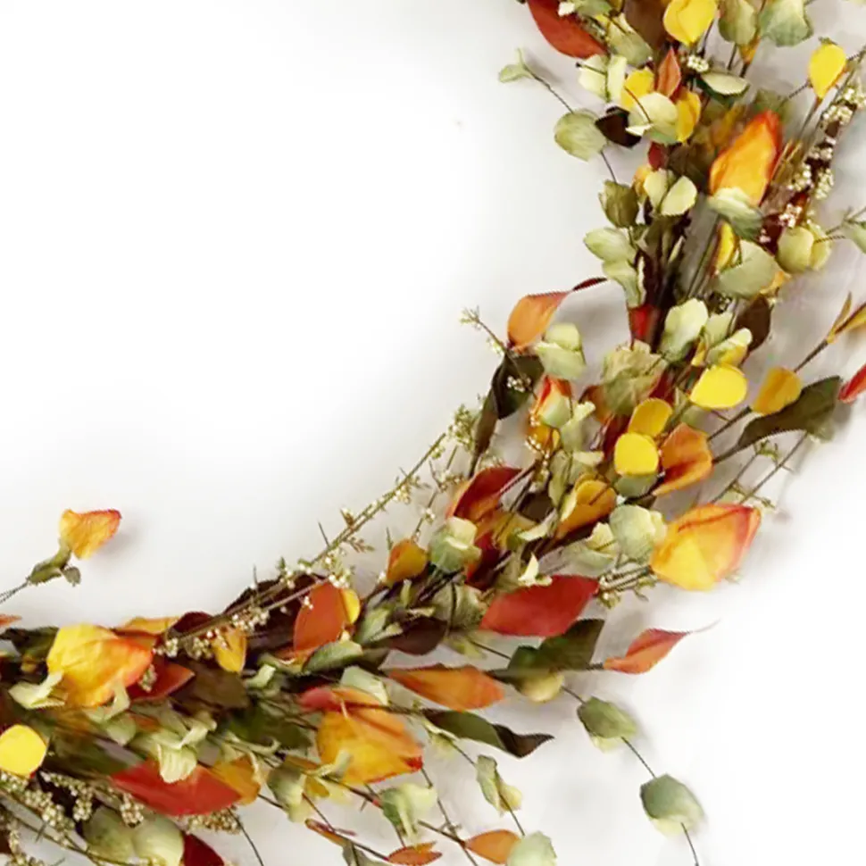 FALL GARLAND MIXED LEAF W/ MINI CLUSTER BERRIES71″ ORANGE/MULTI