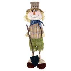 FALL SCARECROW 19″ HUSK & BURLAP W/ SHOVEL BROWN/MULTI