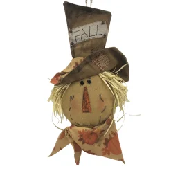 FALL SCARECROW HEAD HUSK BOY HANGING 17″ ORANGE/MULTI