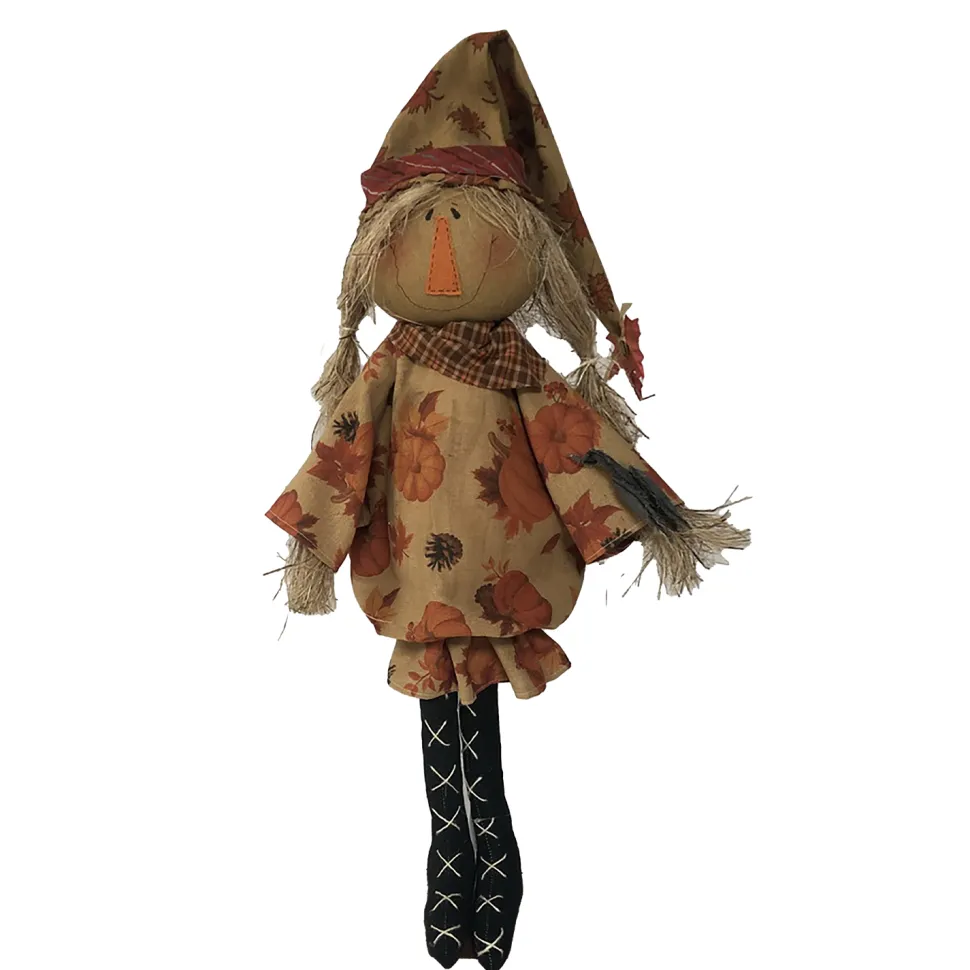 FALL SCARECROW HUSK GIRL STANDING ON BASE 27.5″ ORANGE/MULTI