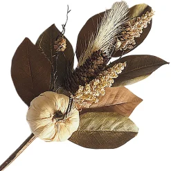 FALL SPRAY 20″ HEMP PUMPKIN/PINECONE W/ MAGNOLIA LEAF NATURAL