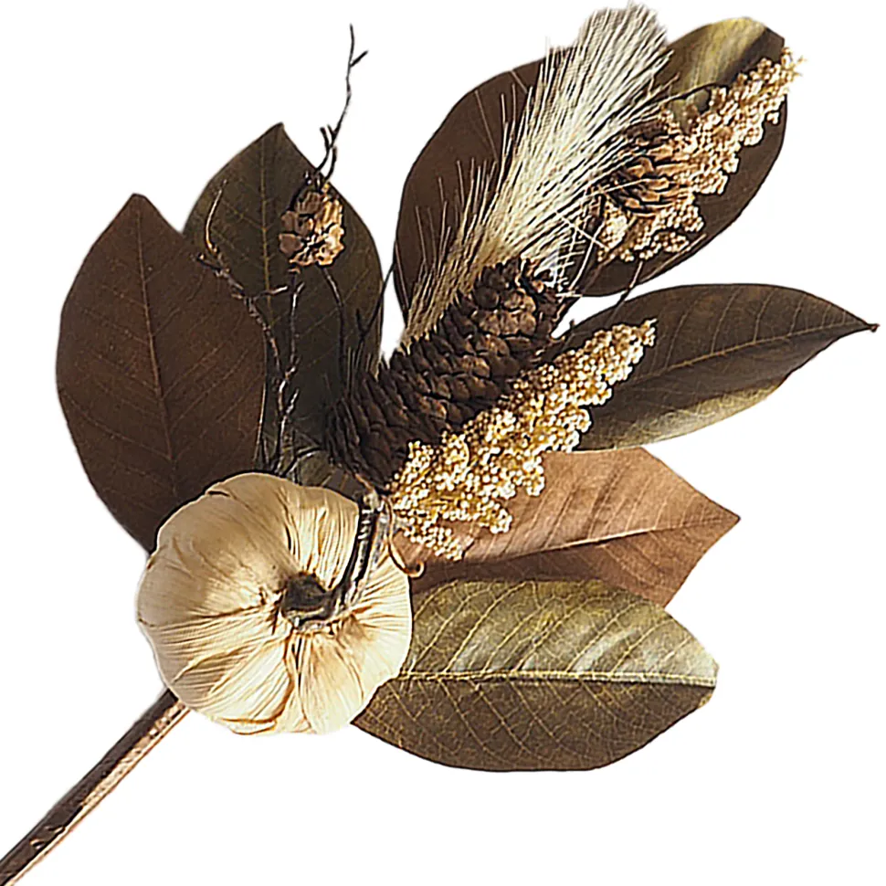 FALL SPRAY 20″ HEMP PUMPKIN/PINECONE W/ MAGNOLIA LEAF NATURAL