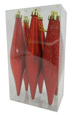 FINIALS BOXED 6PC 140MM RED PEARLIZED /MATT /GLITTER