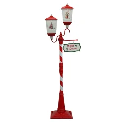 FLOOR DOUBLE LANTERN WITH SANTA & SNOWMAN SEE-SAW SNOWING SCENE 79″