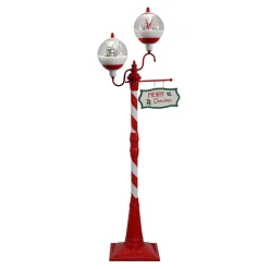 FLOOR GLOBE DOUBLE LANTERN WITH SNOWMAN & SANTA SNOWING SCENE 73″