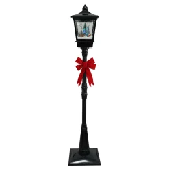 FLOOR LANTERN WITH SANTA & REINDEER SNOWING SCENE 72″