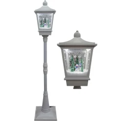FLOOR LANTERN WITH SNOWMAN SNOWING SCENE 74″