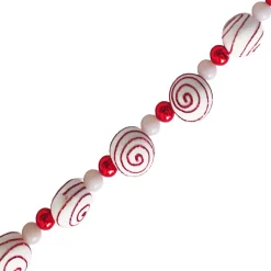 GARLAND CANDY 72” RED/ WHITE SWIRL GLITTER