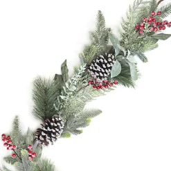 GARLAND GRN 72″ MIXED PINE, CEDAR, RED BERRIES & CONES ICED/ FROSTED