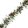 GARLAND MIXED LEAVES 60″ W/ EUCALYPTUS & RED BERRIES