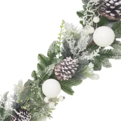 GARLAND PINE FROSTED 72″ MIXED PINE W/ PINE CONES & SNOW BALLS