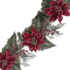 GARLAND RED POINSETTIA 60″ ICED W/ MIXED GREENS & ICED BERRIES