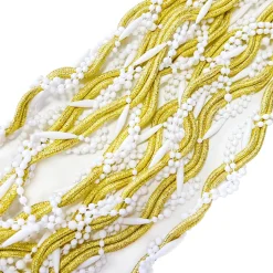 GARLAND 5S-TWISTED 108″/9FT (2.7M) GOLD /WHITE BEAD & STRAND